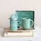Hello Honey® Aqua Stoneware Pitcher with Stackable Mugs & Lid Set